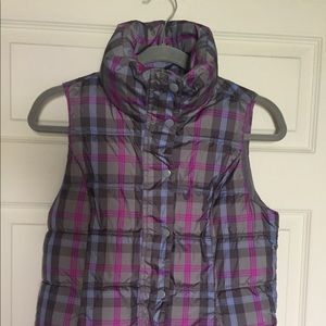 Old Navy Grey Plaid Puffer Vest XS